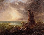 Thomas Cole Romantic landscape with Ruined Tower Spain oil painting artist